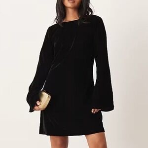 NOBODY'S CHILD Jolene Velvet Tie Back Mini Dress Black Women Size 12 Formal